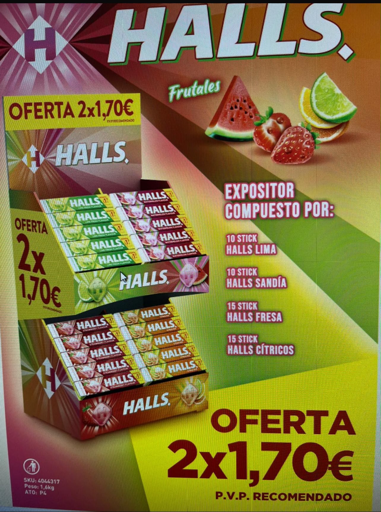 EXPOSITOR HALLS FRUTALES 2X1,70€
